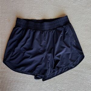 CRZ YOGA Dolphin Athletic Shorts for Women 3" - Navy High Waisted